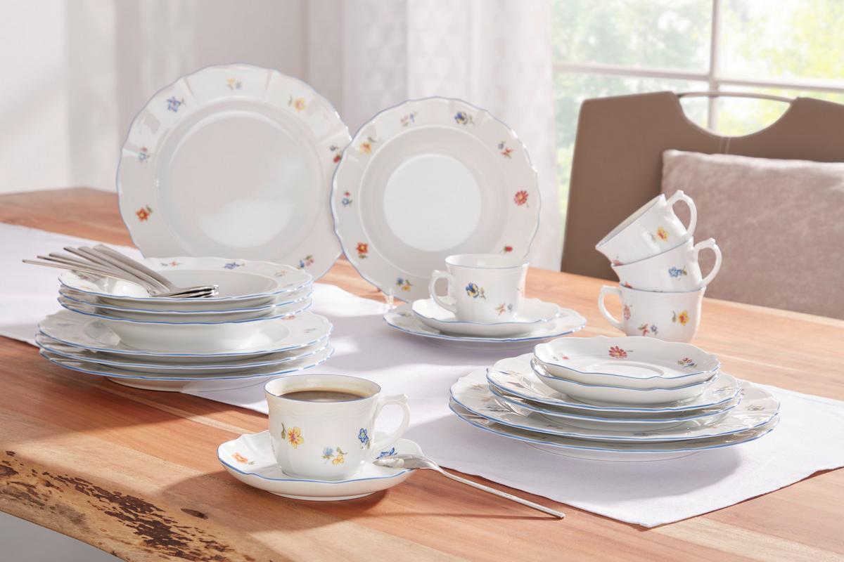 Tafelservice Sonate Porzellan Für 6 Personen, Geschirr Set - Multicolor/Weiß, ROMANTIK / LANDHAUS, Keramik (26/26/15cm) - Seltmann Weiden