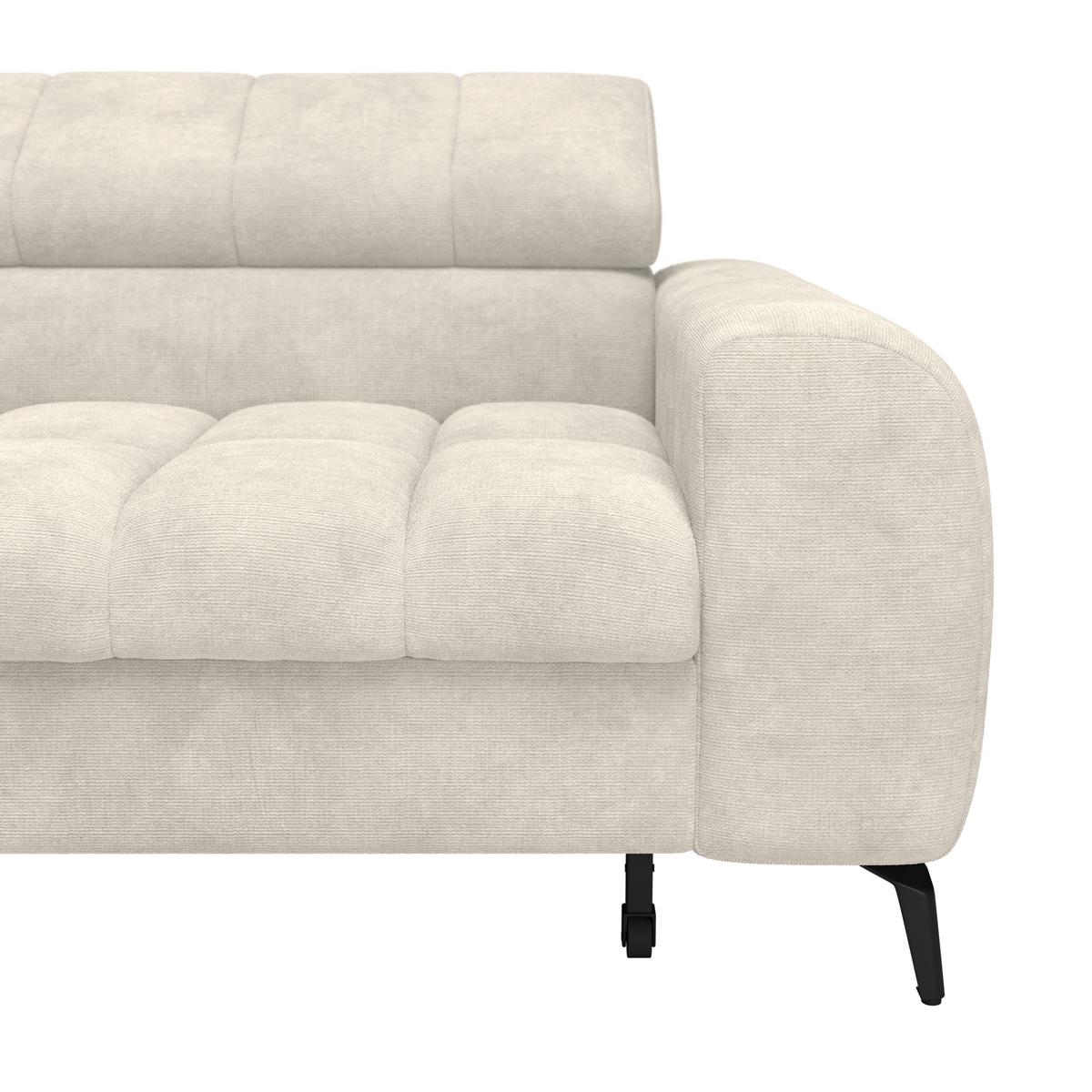 Ecksofa mit Schlaffunktion & Bettkasten Volf Cremefarben - Creme/Schwarz, Trend, Kunststoff/Textil (203/261cm)