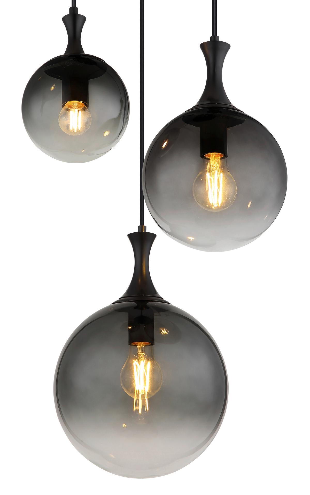Hängeleuchte 15885-3h - Schwarz, Design, Glas/Kunststoff (39/141,5cm) - Globo
