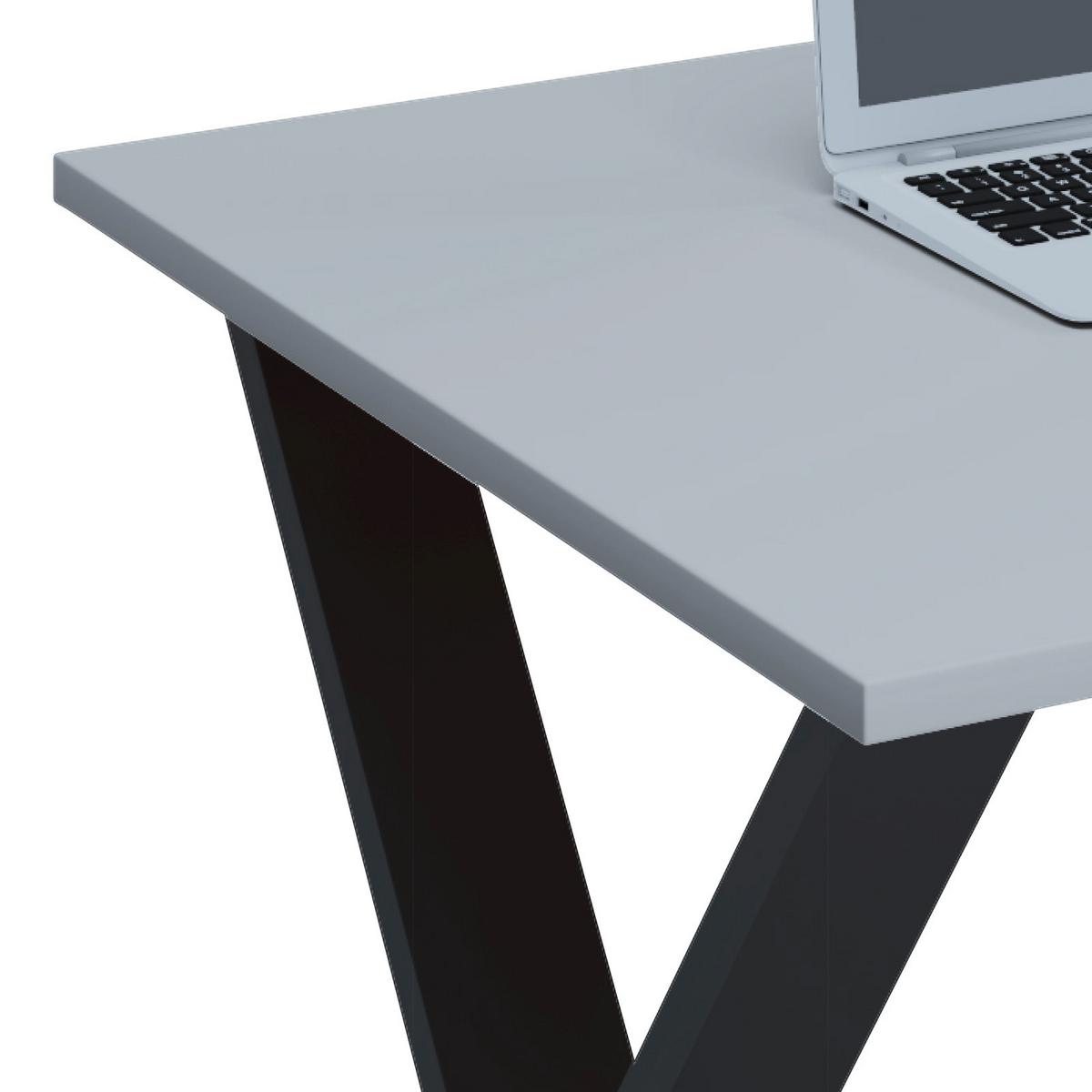 Schreibtisch B 80cm H 76cm Lona, Weiß - Schwarz/Grau, MODERN, Holzwerkstoff/Metall (140/80/76cm) - MID.YOU