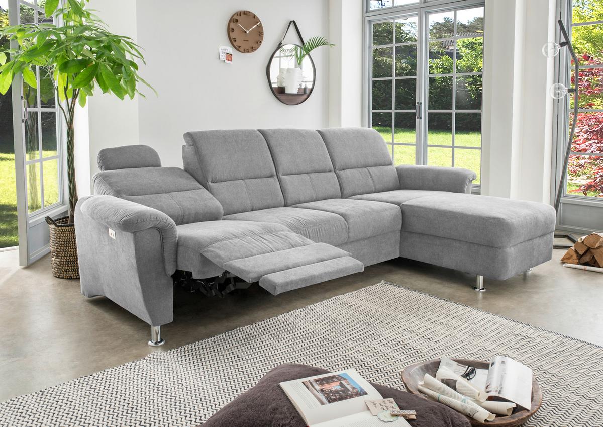 Ecksofa Parole Grau S: 292/165 Cm - Chromfarben/Grau, KONVENTIONELL, Textil (292/165cm) - Livetastic