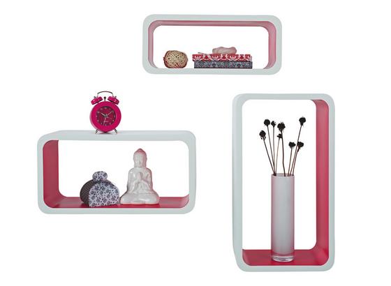 Nástenná Polica - Sada Bope - pink/biela, Moderný, kompozitné drevo (45/25/16cm) Nástenná Polica - Sada Bope - pink/biela, Moderný, kompozitné drevo (45/25/16cm)