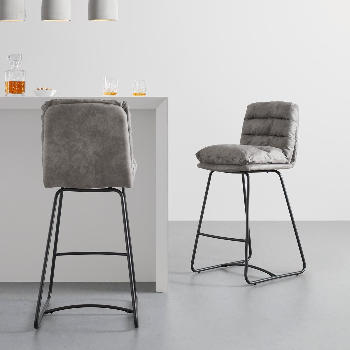 Barová židle KONA světle šedá - šedá/černá, Moderní, kov/dřevo (44/103/59cm) - Bessagi Home