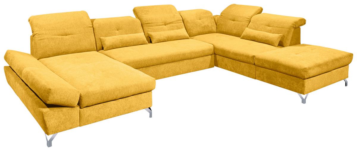 Ecksofa Melfi Gelb U: 168 Cm - Gelb/Silberfarben, MODERN, Textil (168/350/245cm) - MID.YOU