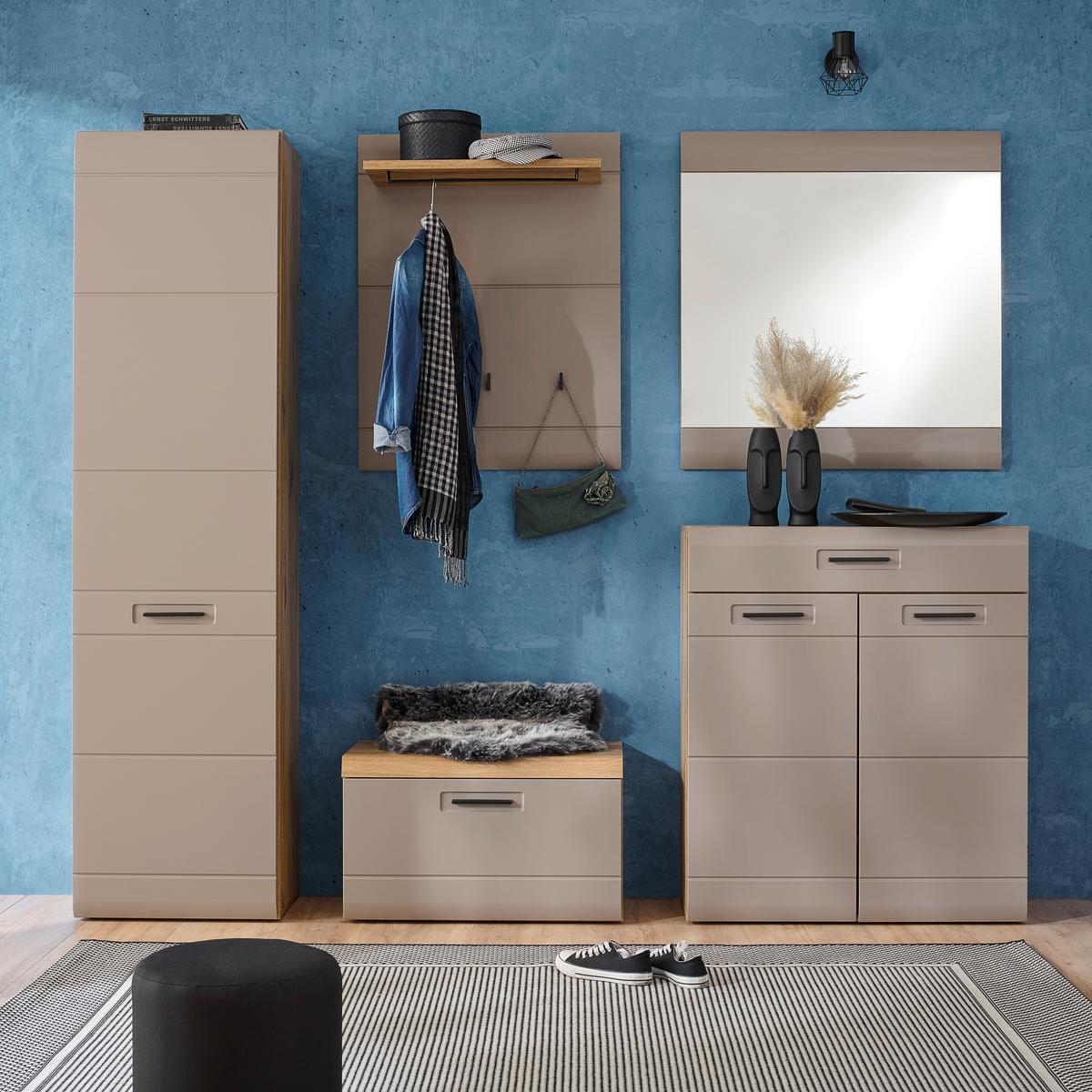 Garderobenbank Auris B: 70 cm mit Klappe Basalt/Eiche Dekor - Eichefarben/Grau, MODERN (70/42/37,1cm) - Luca Bessoni