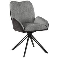 Armlehnstuhl Alessio - Schwarz/Grau, LIFESTYLE, Holz/Textil (54/87/62cm) - MID.YOU