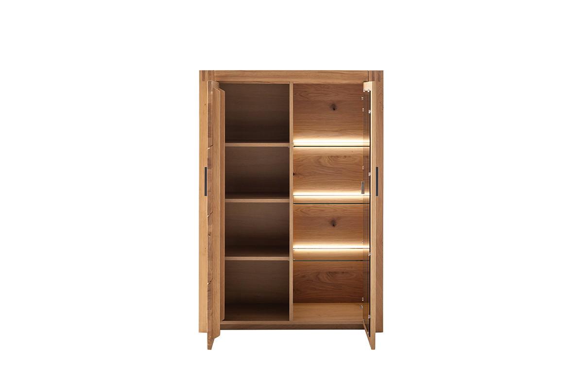 Highboard Prag - Eichefarben, Design, Glas/Holz (97/139/37cm) - Livetastic
