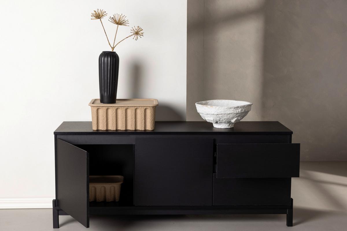 Sideboard Corpus - Schwarz, Design, Holzwerkstoff/Metall (135/56/40cm) - Livetastic