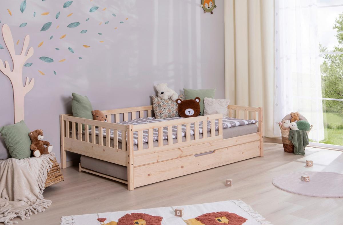 Hausbett Lou B: 120 cm Weiß Lou - Naturfarben/Weiß, MODERN, Holz/Textil (120/200cm) - MID.YOU