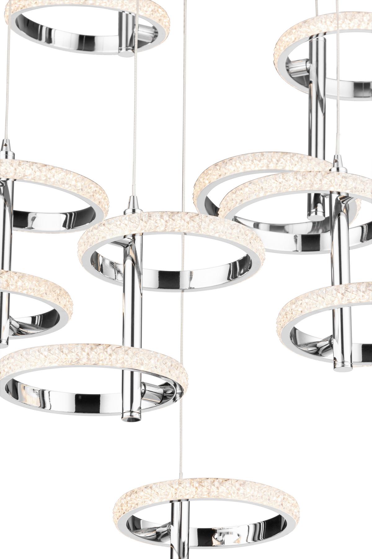 LED-Hängeleuchte Rong - Chromfarben, MODERN, Kunststoff/Metall (60/120cm)