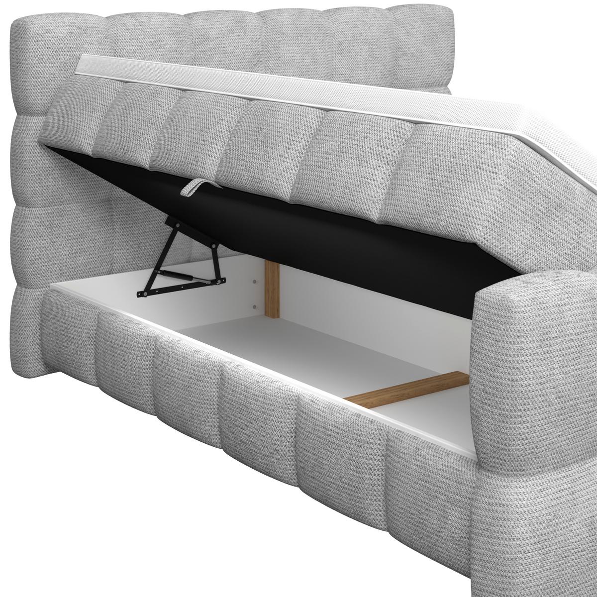 Boxspringbett Brisbane inkl. Bettkasten 200x200 - Hellgrau/Schwarz, Trend, Holz/Holzwerkstoff (200/200cm) - Sembella