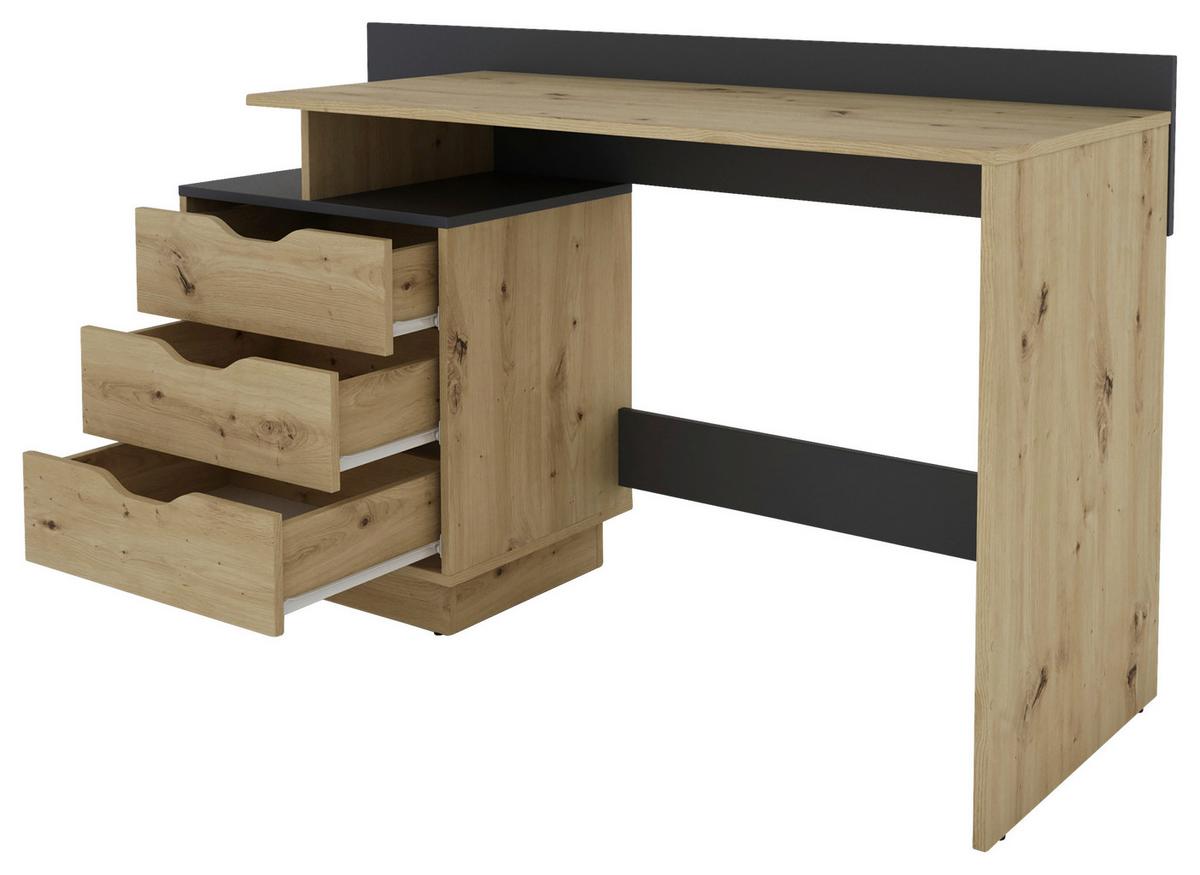 Schreibtisch B 51,5cm H 83,5cm Belfast Eiche Artisan Dekor - Anthrazit/Eiche Artisan, MODERN, Holzwerkstoff (138/51,5/83,5cm) - MID.YOU