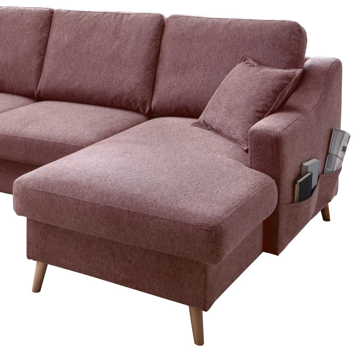 Wohnlandschaft Valentina Rosa U:200/301/150cm - Rosa/Naturfarben, KONVENTIONELL, Textil (200/301/150cm) - P & B
