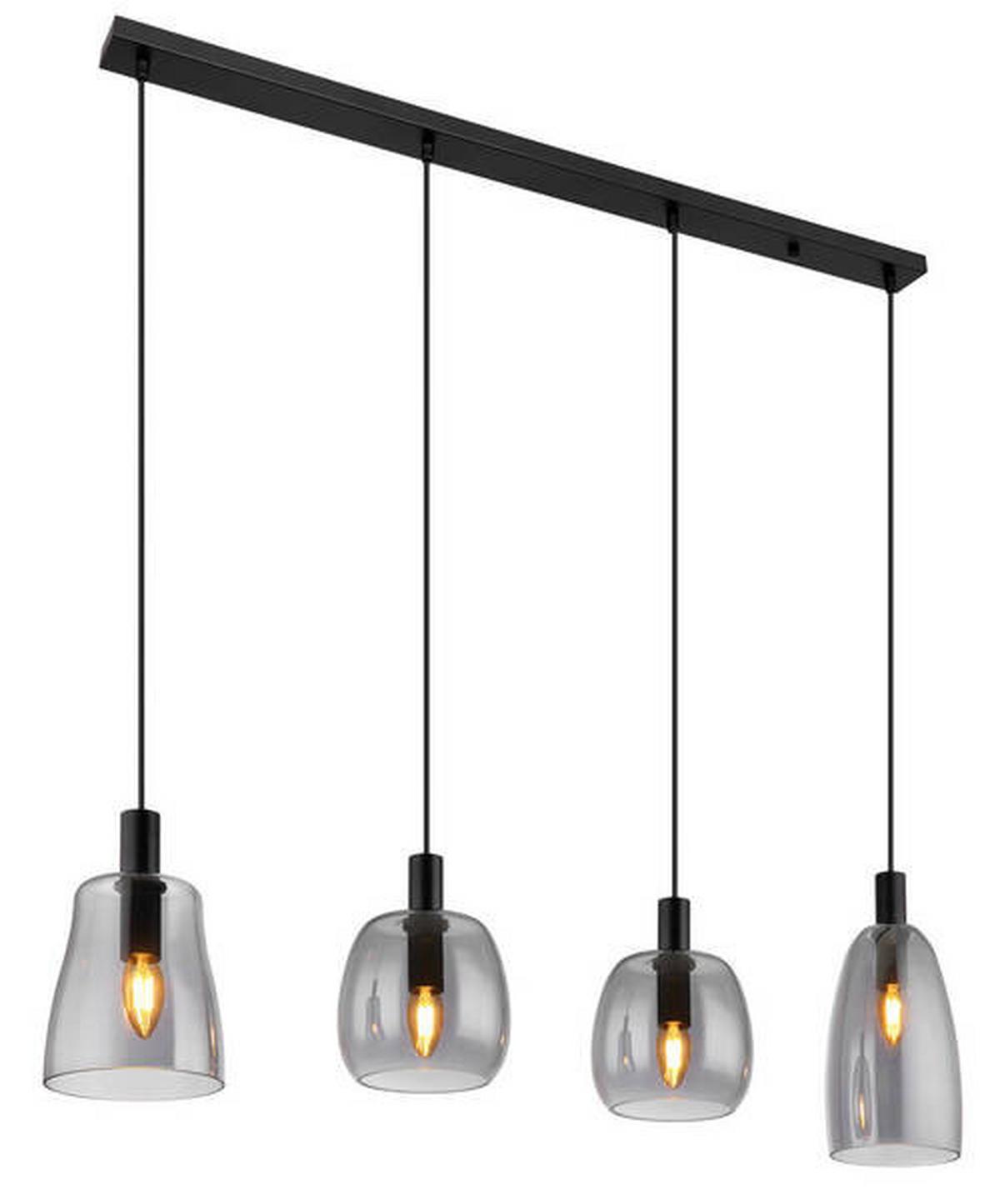 Hängeleuchte 15789-4hb - Schwarz, Design, Glas/Metall (107/16/120cm) - Globo