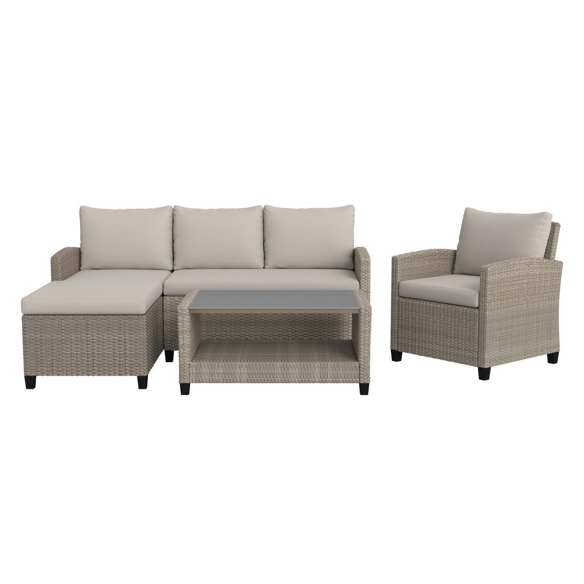 TERASOVÁ SEDACIA SÚPRAVA DANI - sivá/svetlosivá, Modern, kov/kompozitné drevo - Mömax