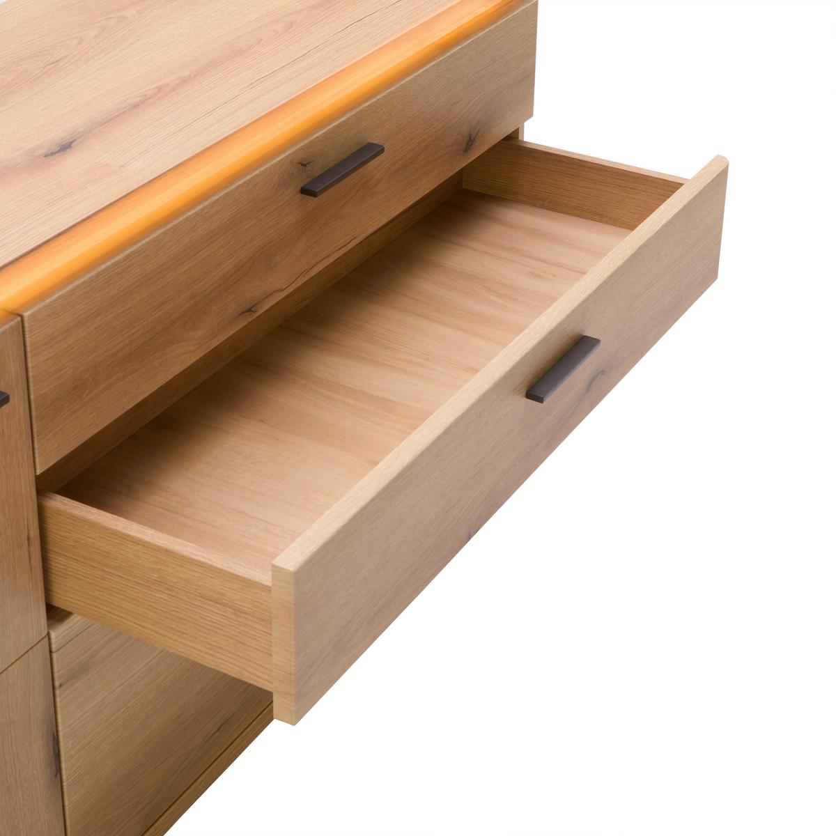 ŠIROKÁ KOMODA ALAMEDA -EXKLUSIV- - barvy dubu/antracitová, Moderní, kov/kompozitní dřevo (150/81/44cm) - Mömax