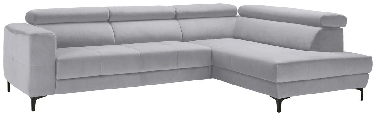Rohová sedačka EMMA, pravá, šedobílá,op.hl.,USB,el.výsuv - černá/šedobílá, Moderní, textil (301/210cm) - Premium Living