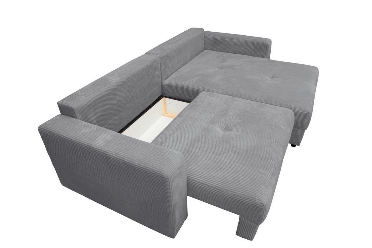 Rohová sedačka XELA, sedenie boxspring, sivý menč. - čierna/sivá, Modern, textil (265/170cm)