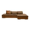 Rohová sedačka SANFINO, pravá, horčicovožltá / koňaková - horčicovožltá/chrómová, Konventionell, kov/drevo (305/79-96/199cm) - Premium Living