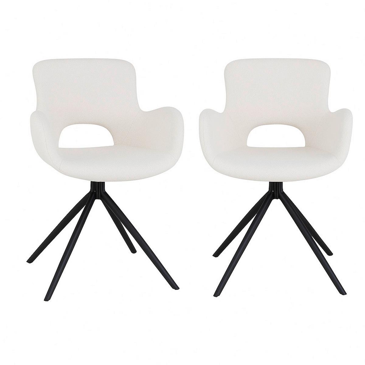Armlehnstuhl-Set Amorim Weiß B: 59 cm - Schwarz/Weiß, MODERN, Textil/Metall (59/82/58cm) - MID.YOU