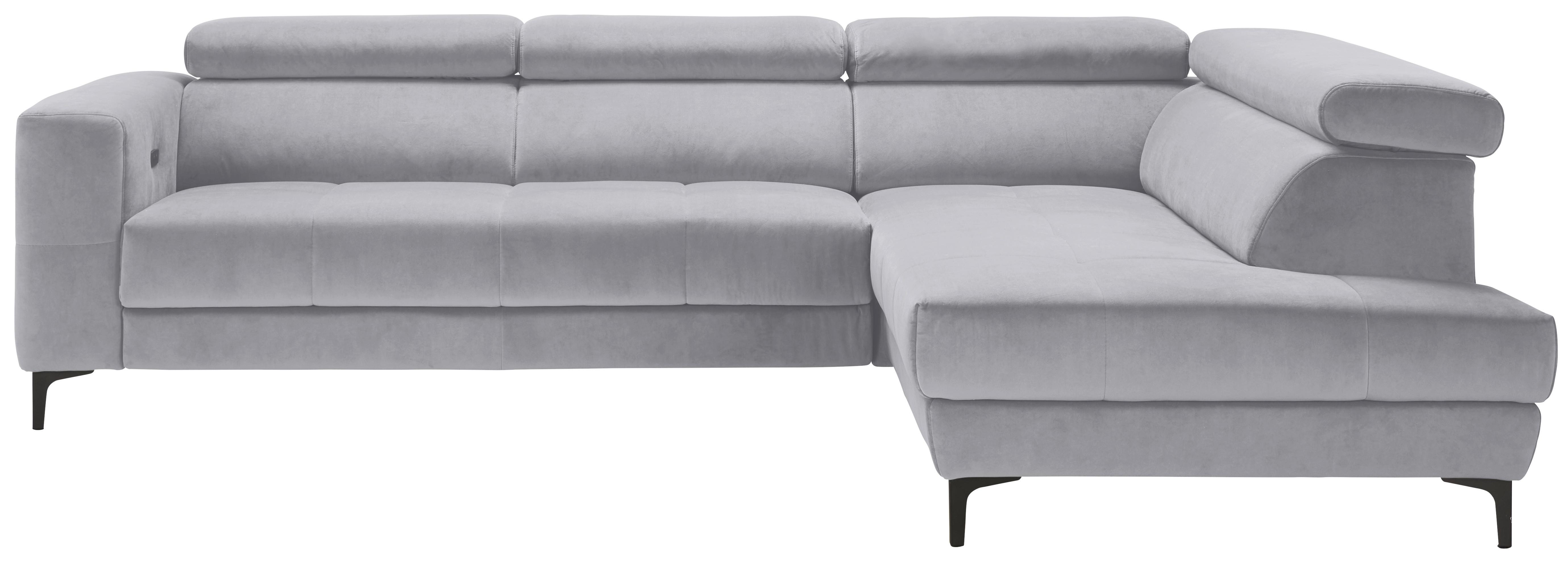 Rohová sedačka EMMA, pravá, šedobílá,op.hl.,USB,el.výsuv - černá/šedobílá, Moderní, textil (301/210cm) - Premium Living