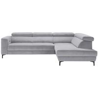 Rohová sedačka EMMA, pravá, šedobílá,op.hl.,USB,el.výsuv - černá/šedobílá, Moderní, textil (301/210cm) - Premium Living