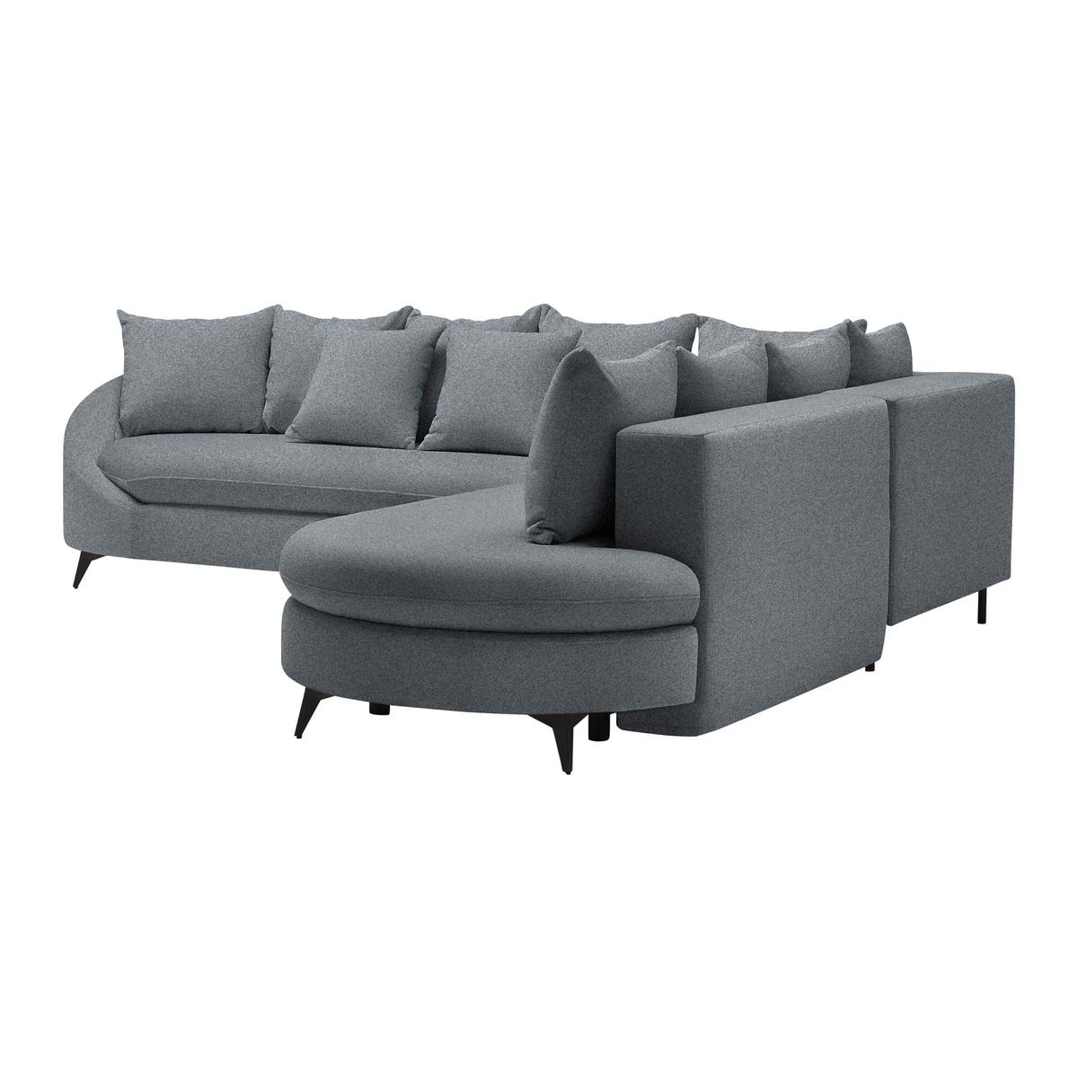 Rohová sedačka AXEL, pravá, sivá tkanina - čierna/sivá, Modern, kov/textil (291/250cm) - Mömax