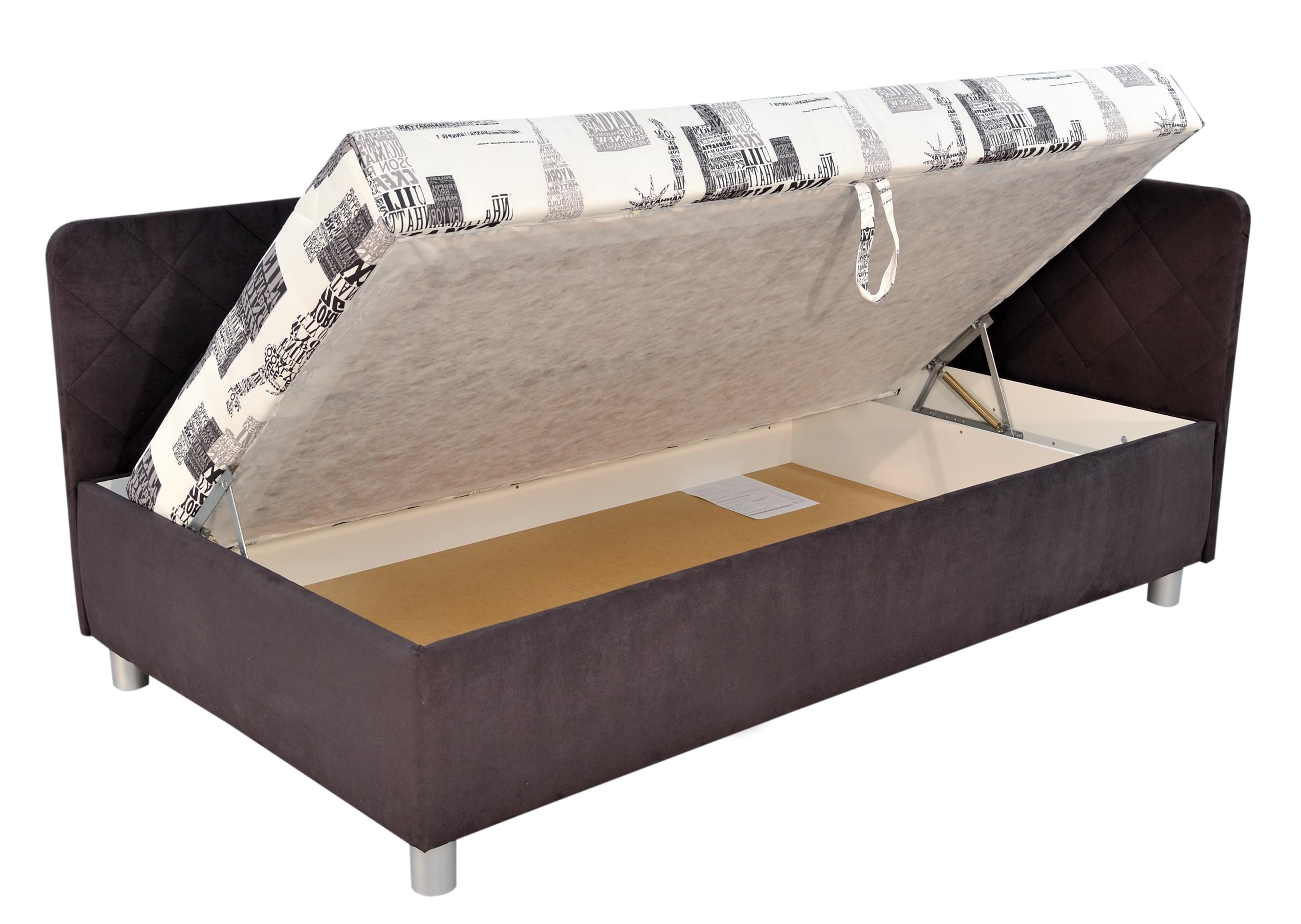 Čalúnená váľada s úložným priestorom Sorbona, 110x200 cm - čierna/sivá, Konventionell, textil/plast (110/200cm)