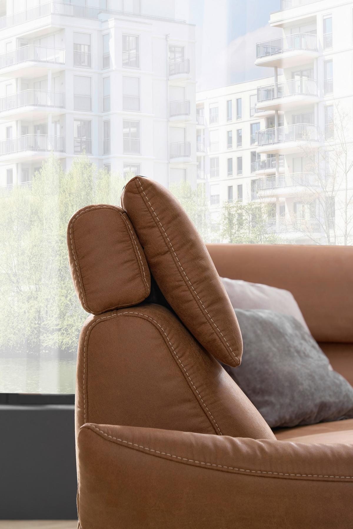 Ecksofa Henriette Cognac 274x160 cm - Cognac/Beige, MODERN, Textil (274/160cm)