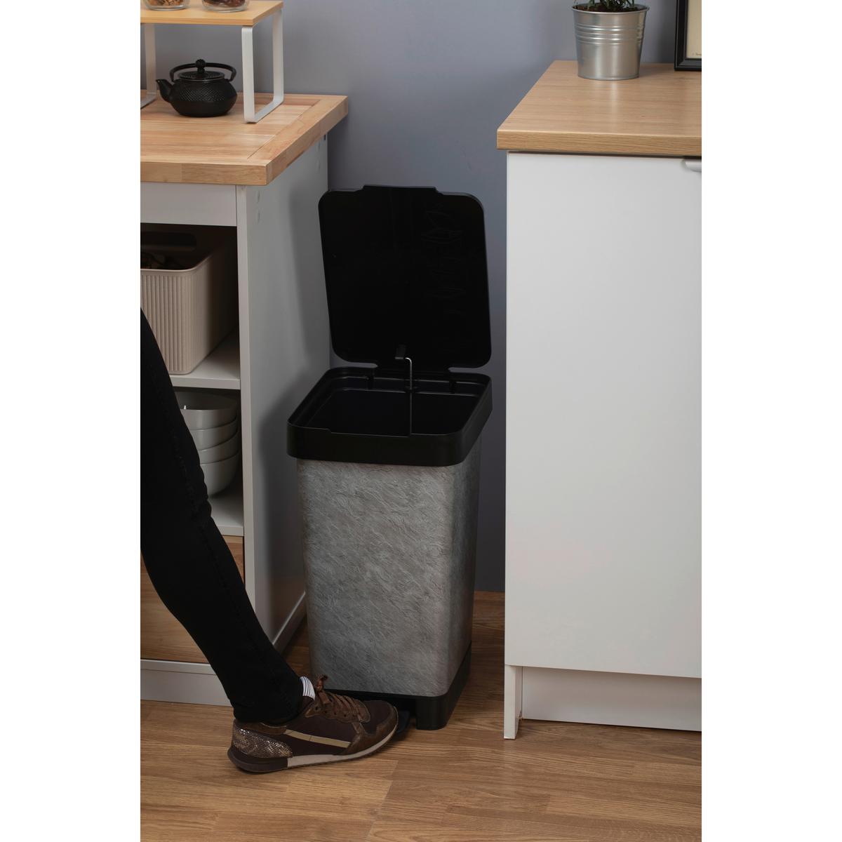 Koš s nášlapným pedálem STYLE- CA. 25L - šedá/černá, Moderní, kov/plast (26/36/47cm) - Mömax