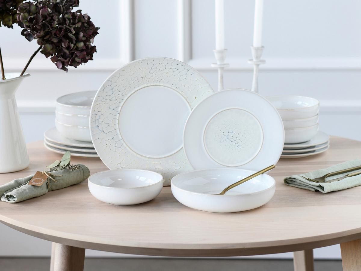 Tafelservice Unico Toscania Steinzeug, Creme, 16-teilig - Creme/Weiß, Basics, Keramik - Creatable