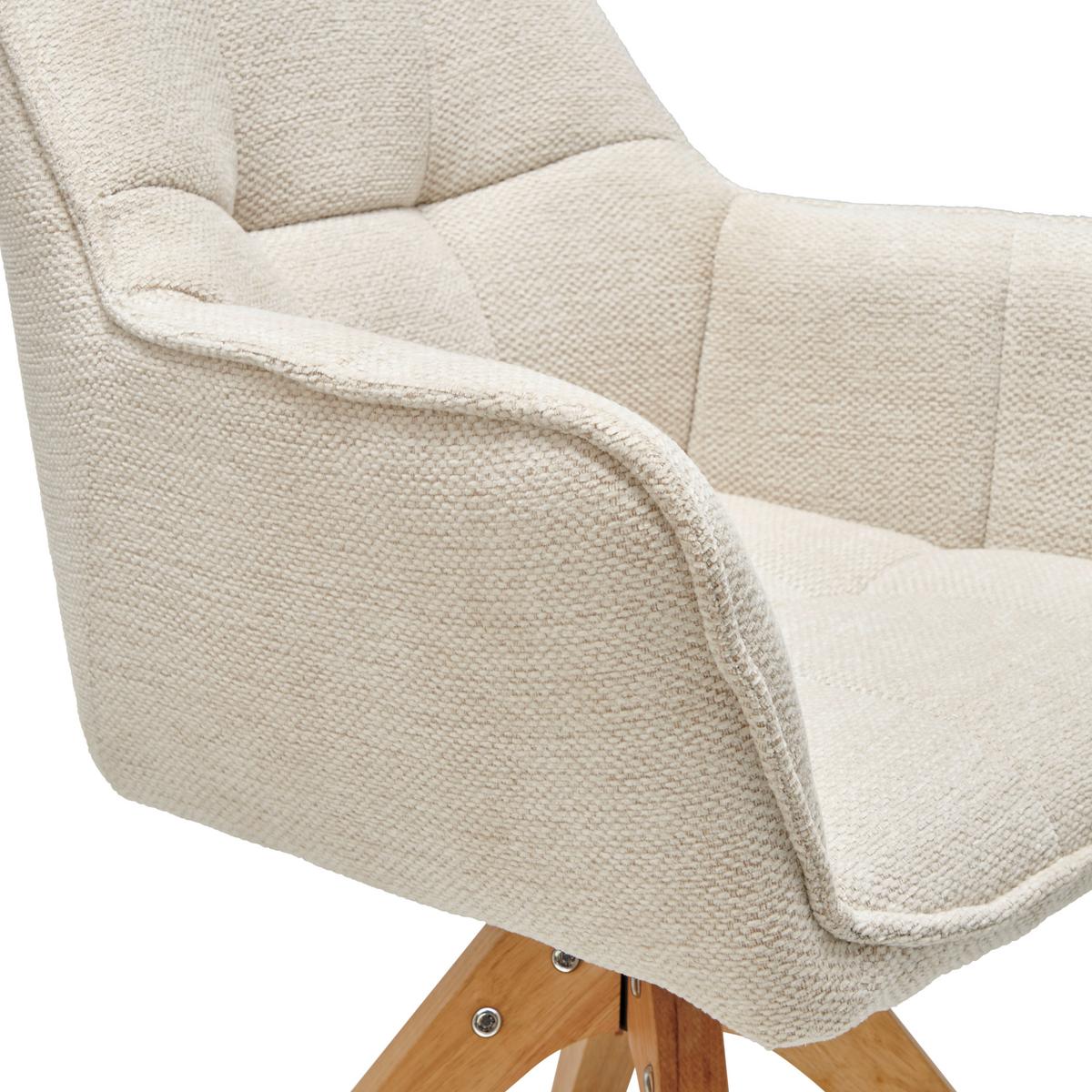 Armlehnstuhl Kerry Beige gepolstert - Eichefarben/Beige, LIFESTYLE, Holz/Textil (61/85/63cm) - Livetastic