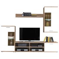 Szekrénysor Frontal 1 - Artisan tölgy/fehér, Konventionell, faalapú anyag/üveg (230/190/38cm) - MID.YOU