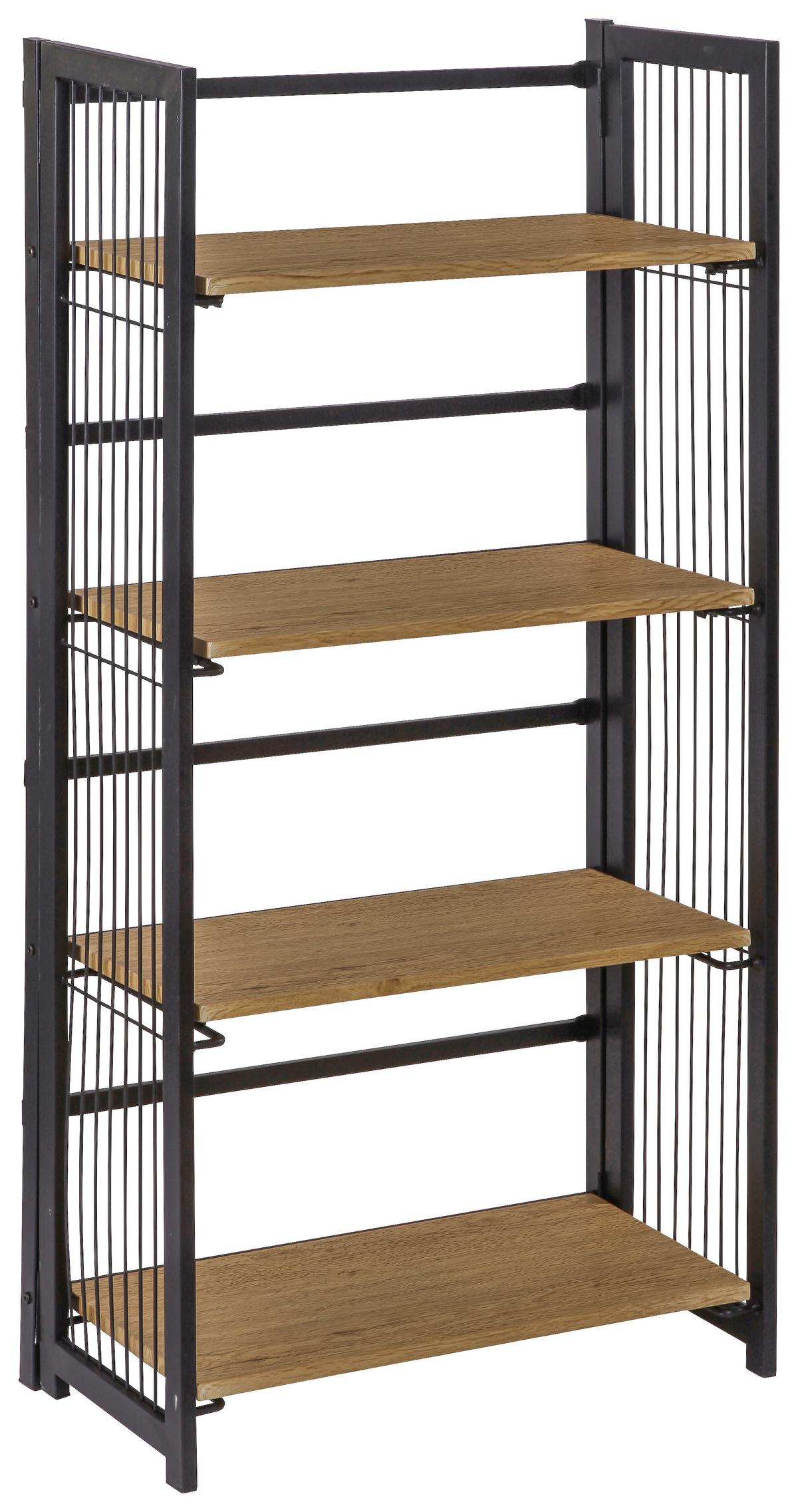 Polc Klapp - tölgyfa színű/fekete, Modern, faalapú anyag/fém (60/124,5/30cm)