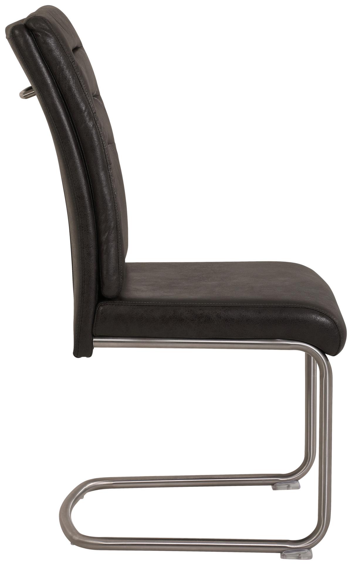 Schwingstuhl Paula Anthrazit Lederlook 5er-Set - Edelstahlfarben/Anthrazit, MODERN, Textil/Metall (45/102/65cm) - MID.YOU