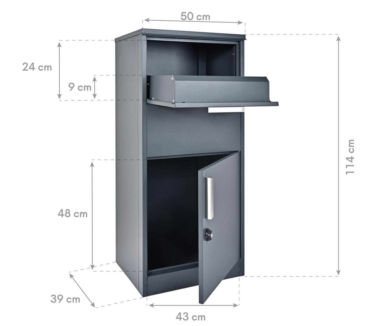 Paketbox Pepe - Anthrazit, KONVENTIONELL, Metall (39/50/114cm)