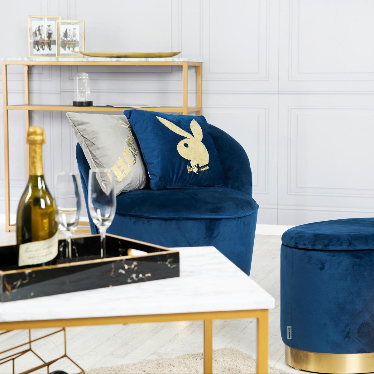 Polstersessel Stella Blau Mit Samtbezug - Blau, KONVENTIONELL, Textil (67/70/71cm) - Playboy