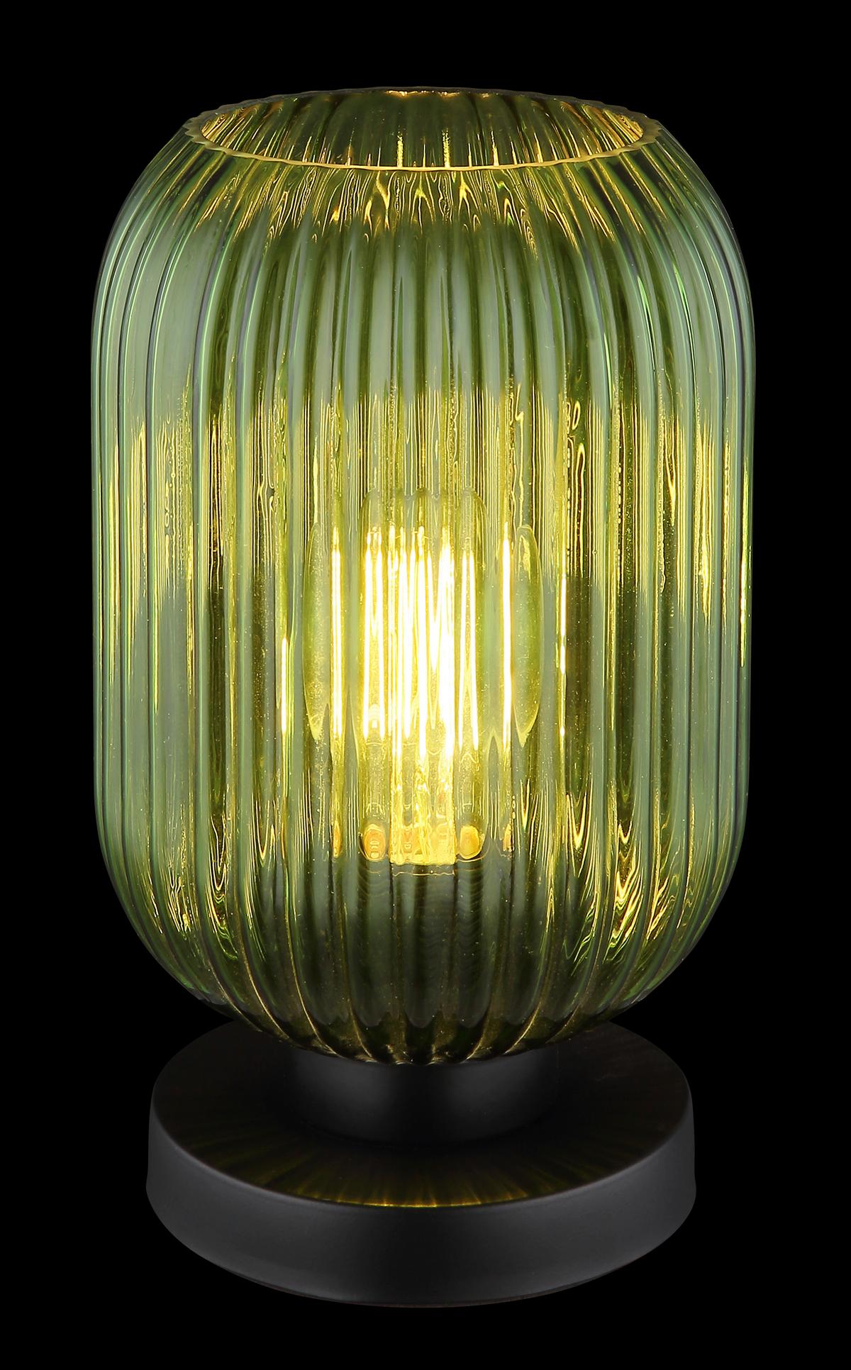 Tischleuchte 15469tg - Schwarz/Grün, KONVENTIONELL, Glas/Metall (14/24cm) - Globo