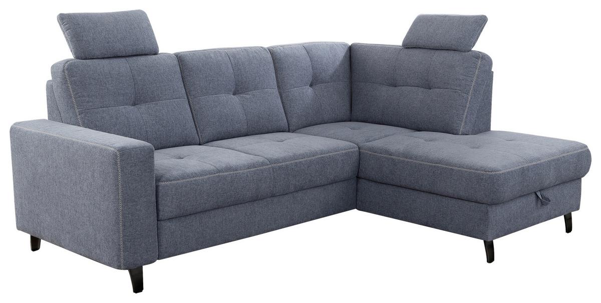 Rohová sedačka VARESE, pravá, modrá - modrá/černá, Moderní, kov/textil (226/170cm) - James Wood