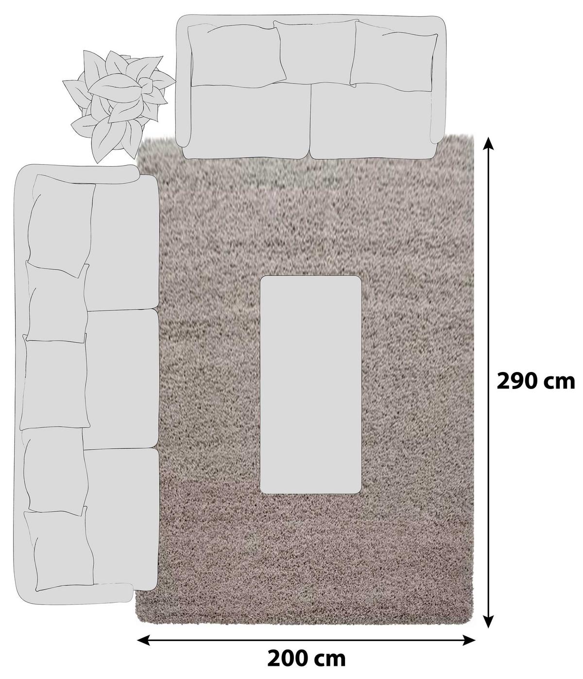 Hochflor Teppich Beige Dream 200x290 cm - Beige, KONVENTIONELL, Textil (200/290cm) - Novel