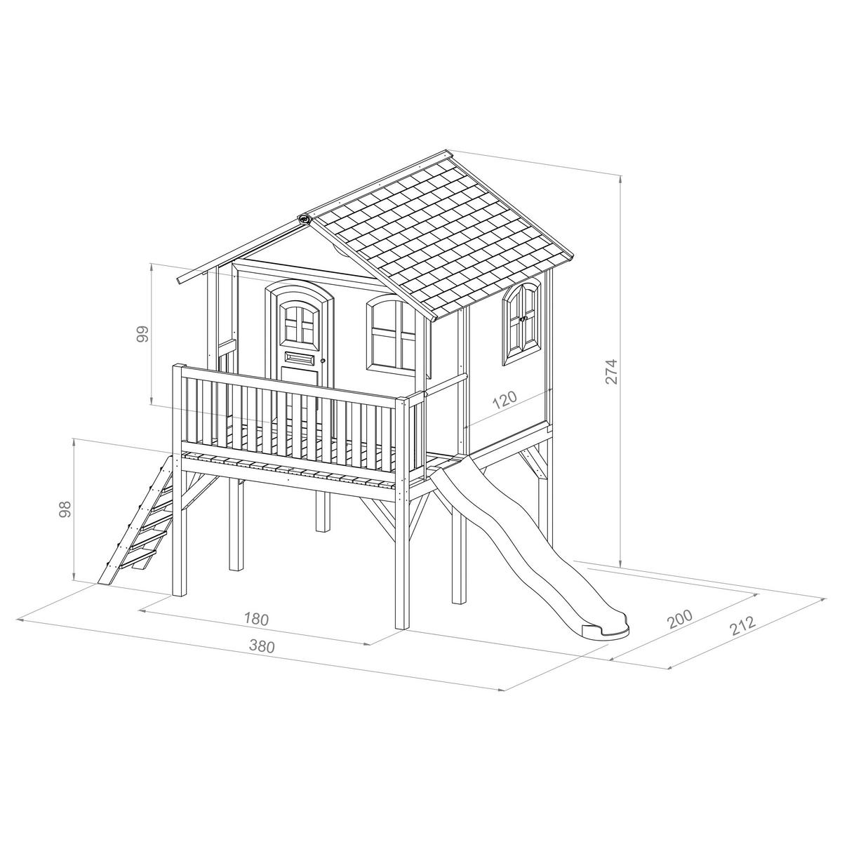 Spielhaus A030.041.80 - Braun/Grau, KONVENTIONELL, Holz/Kunststoff (380/274/212cm) - Ambia Garden