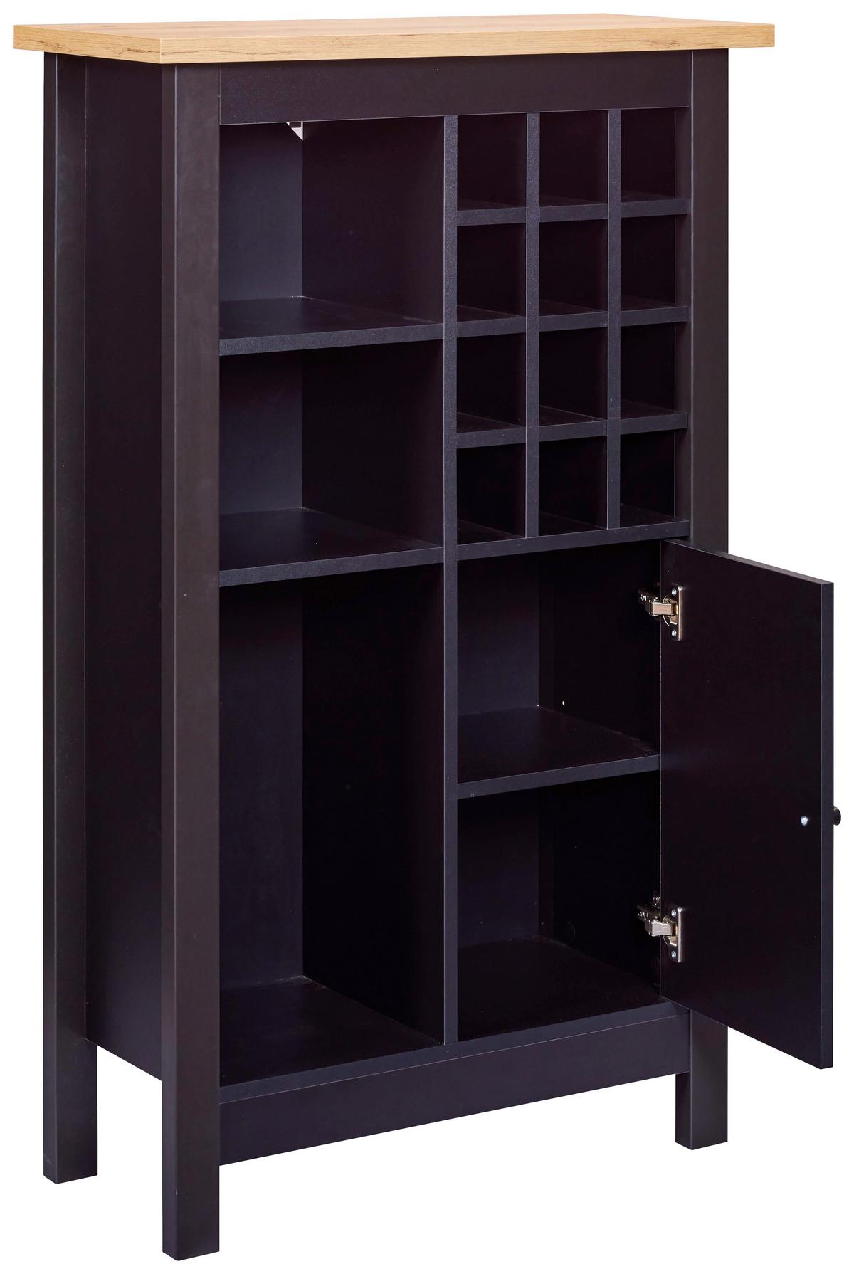 Weinschrank Helina - Schwarz/Eiche Artisan, Design, Holzwerkstoff (77/124/33cm) - Livetastic