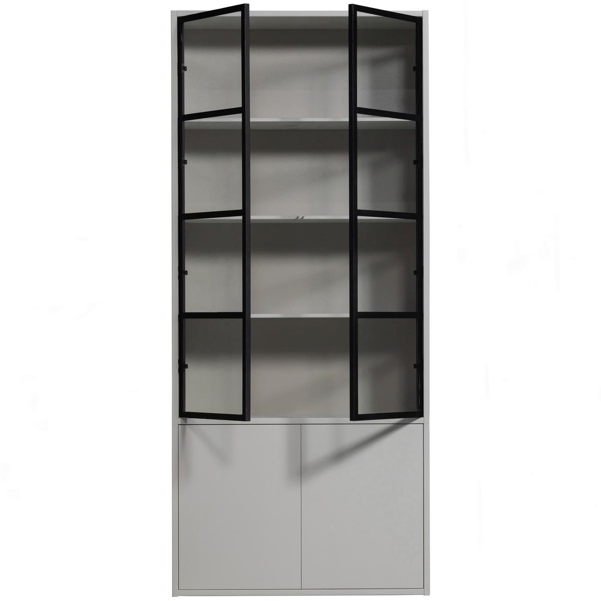Vitrine Basic Grau B: 101 cm - Schwarz/Grau, Design, Glas/Holz (101/230/40cm) - Livetastic