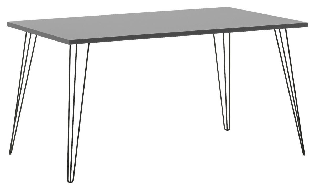 Schreibtisch Fynn Platinfarben L: 140cm - Platinfarben/Schwarz, Design, Holzwerkstoff/Metall (140/80/74cm) - MID.YOU