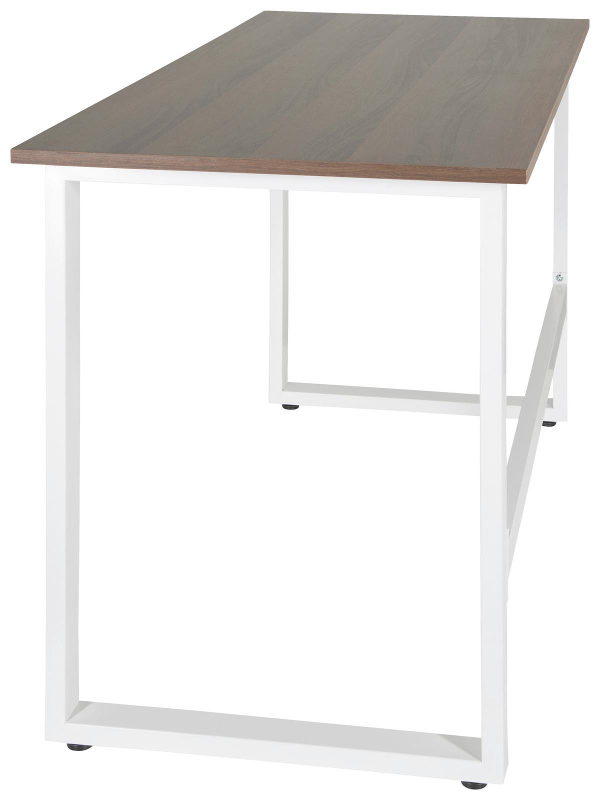 Schreibtisch Workspace Light I Weiß/Walnus Dekor - Walnussfarben/Weiß, Basics, Holzwerkstoff/Metall (120/60/76cm) - MID.YOU