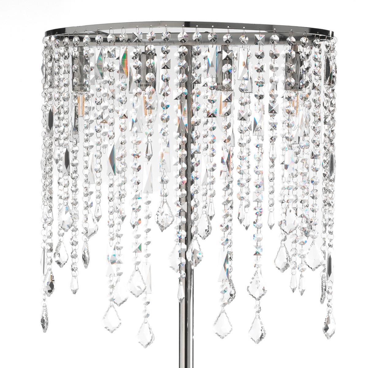 Stehleuchte Chromfarben Hellgrau L: 50 cm - Chromfarben/Hellgrau, Design, Glas/Kunststoff (50/30/158cm)