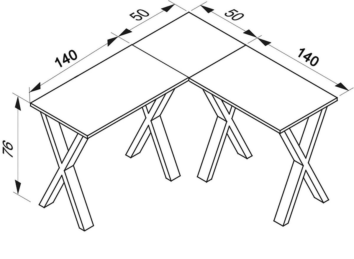 Eckschreibtisch Lona Sonoma Eiche B: 50 Cm - Silberfarben/Sonoma Eiche, MODERN, Holzwerkstoff/Metall (190/50/76cm) - MID.YOU