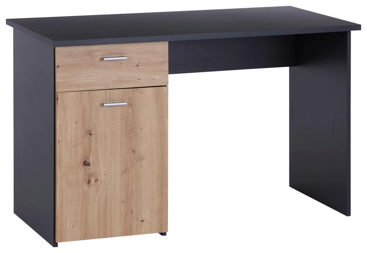 Psací stůl SIMON - antracitová/dub artisan, Moderní, kompozitní dřevo/plast (120/75,5/60cm)