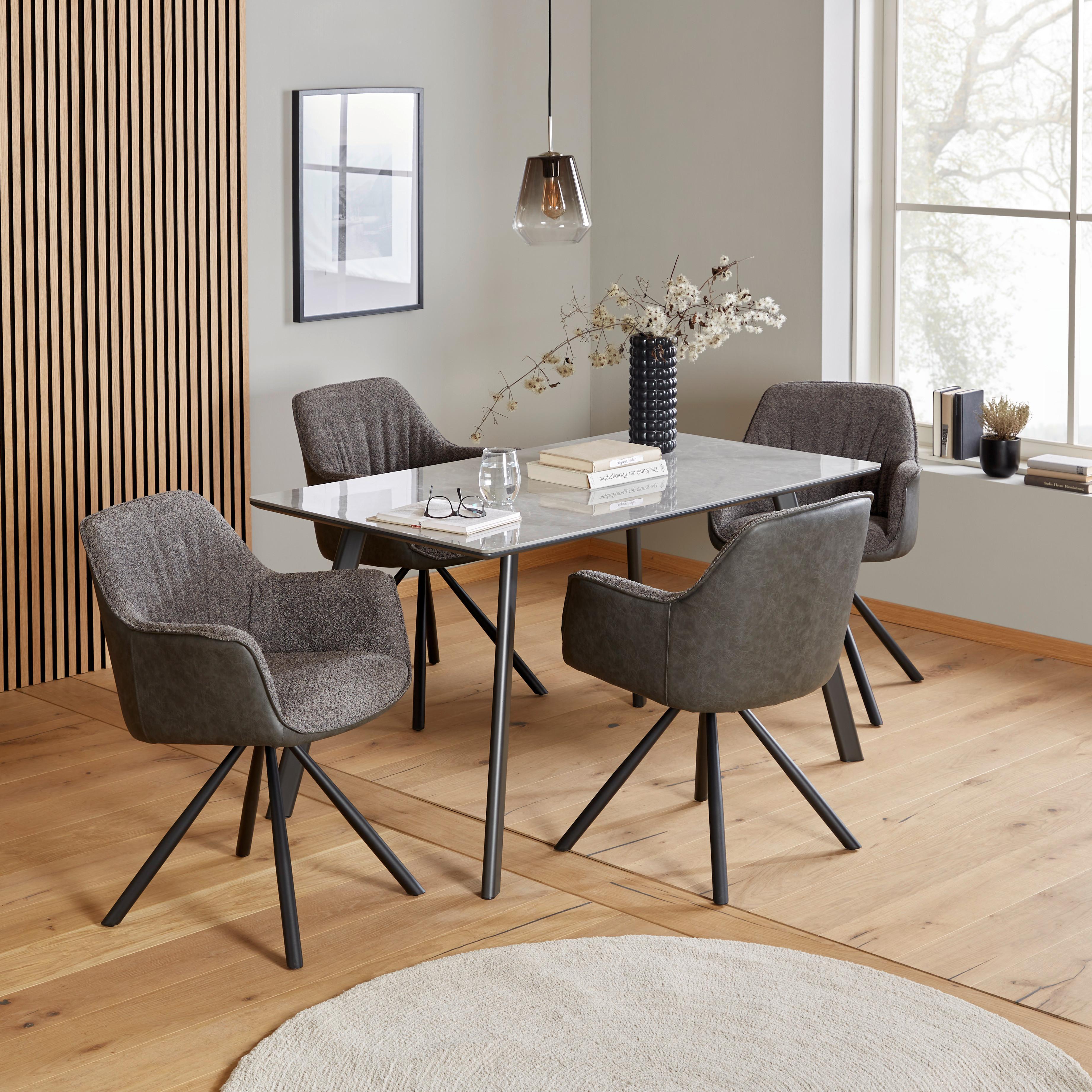 Armlehnstuhl Serena Grau Echtholz Beine - Schwarz/Grau, MODERN, Holz/Textil (62/82/62cm) - MID.YOU