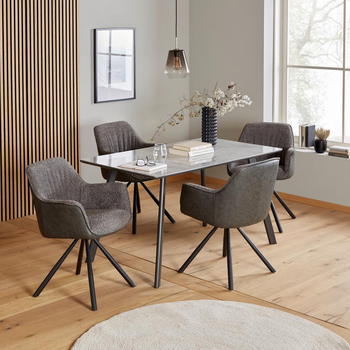 Armlehnstuhl Serena Grau Echtholz Beine - Schwarz/Grau, MODERN, Holz/Textil (62/82/62cm) - MID.YOU